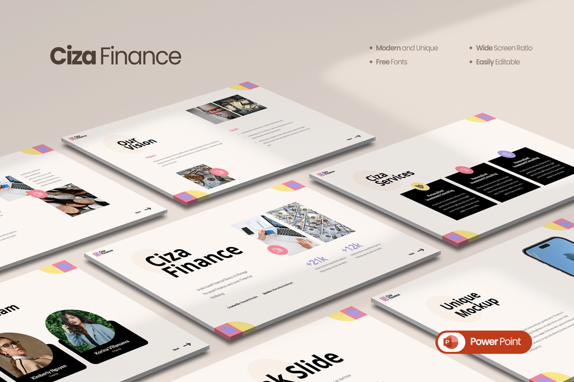 Template Powerpoint Ciza Finance yang Modern dan Profesional