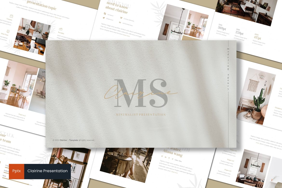 Clairine - Template Presentasi PowerPoint Kreatif dan Minimalis