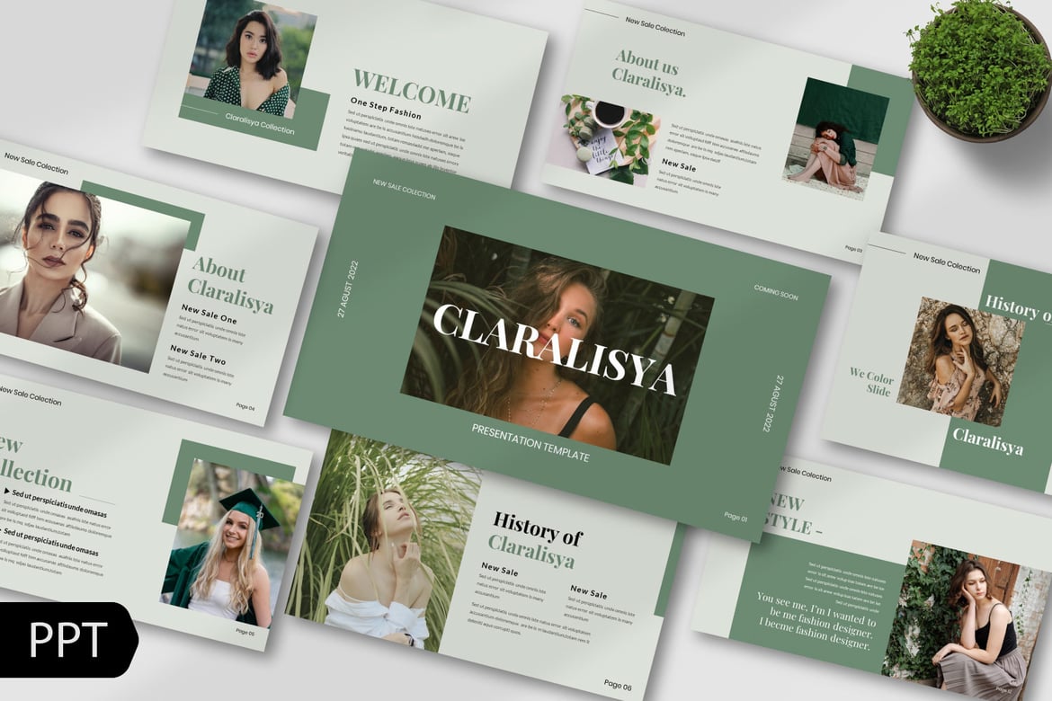 Template Presentasi PowerPoint Claralisya yang Modern dan Kreatif