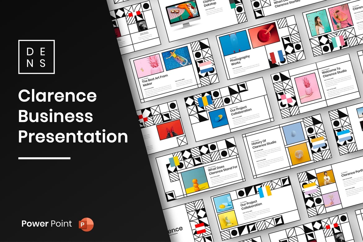 Template Presentasi PowerPoint Bisnis Clarence – Desain Pola Menarik
