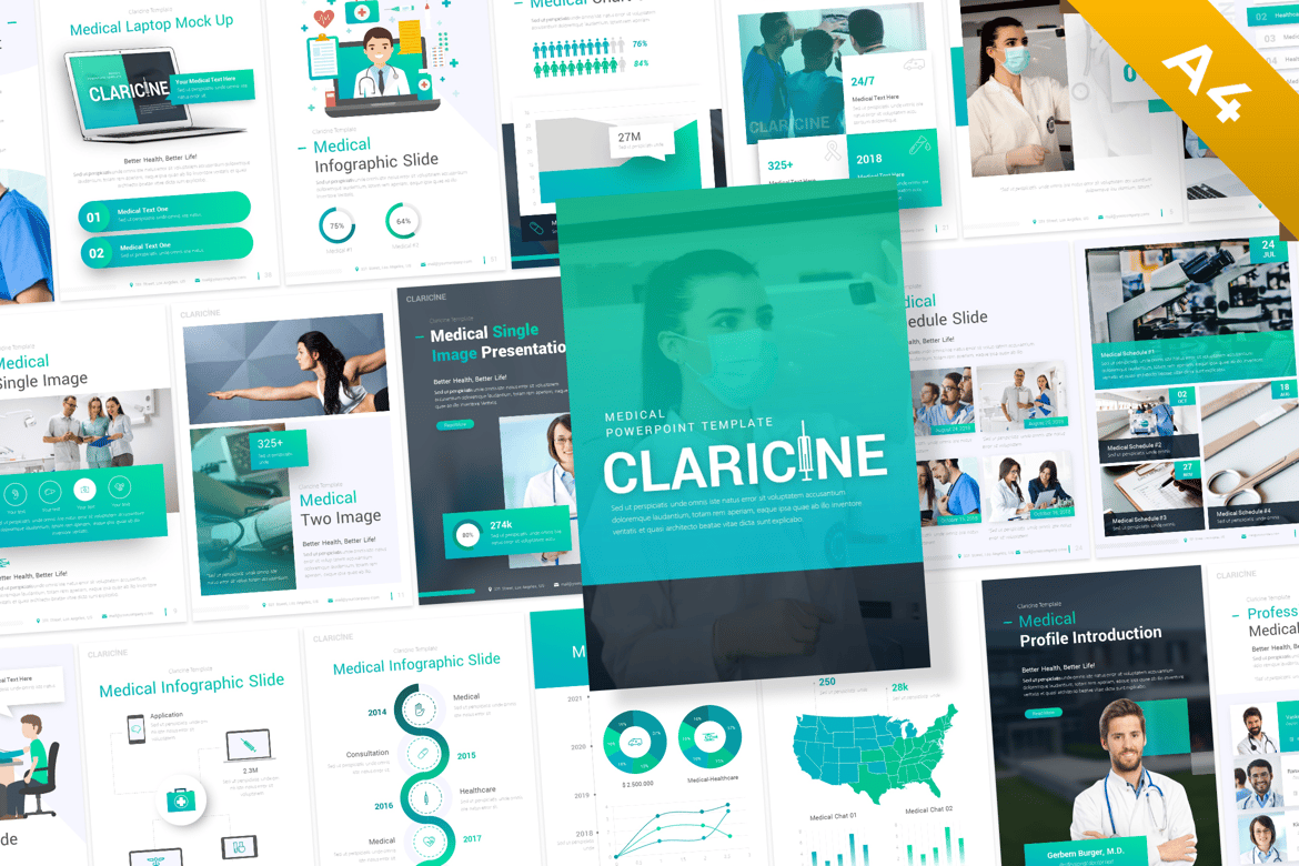 Template PowerPoint Medis Claricine untuk Presentasi Profesional Anda