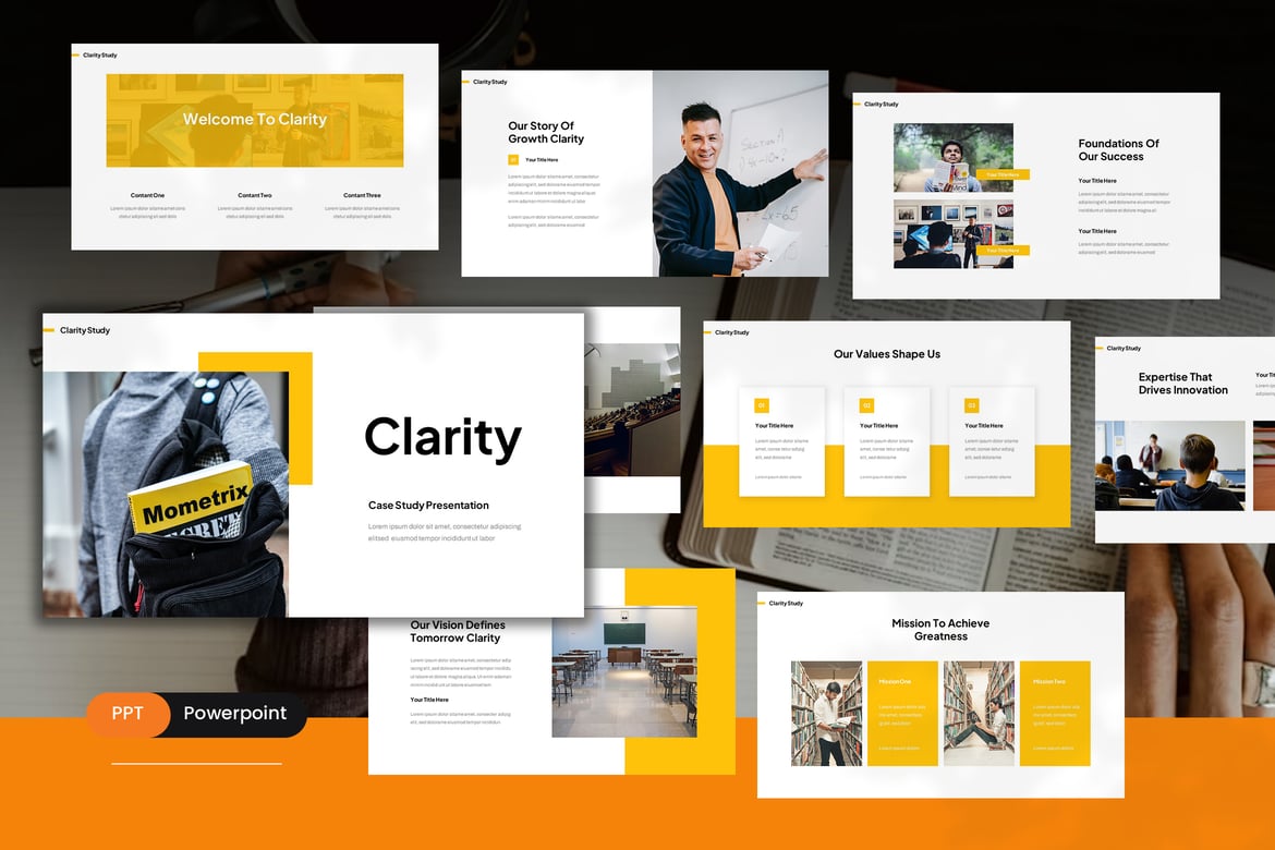Template Presentasi PowerPoint Clarity untuk Studi Kasus yang Menarik