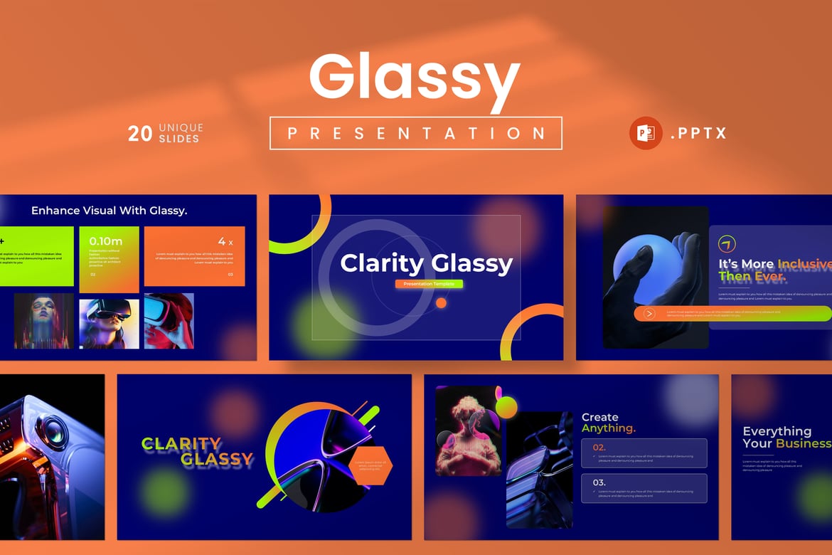 Template PowerPoint Clarity Glassy yang Menarik dan Profesional