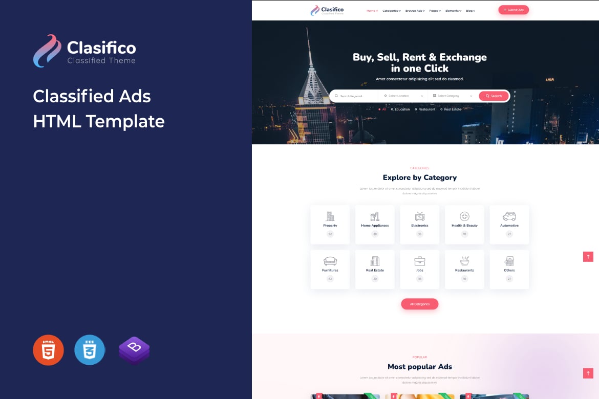 Template Web Clasifico - Solusi Iklan Klasifikasi Modern