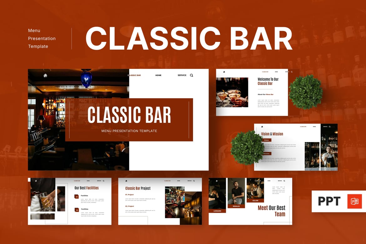 Template Presentasi PowerPoint Menu Bar Klasik yang Menarik