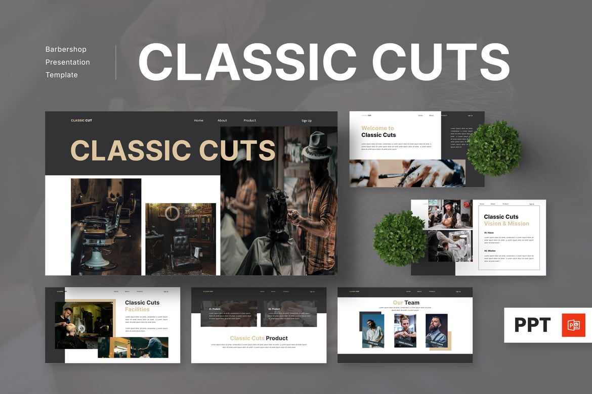 Template Presentasi Powerpoint Barbershop Klasik