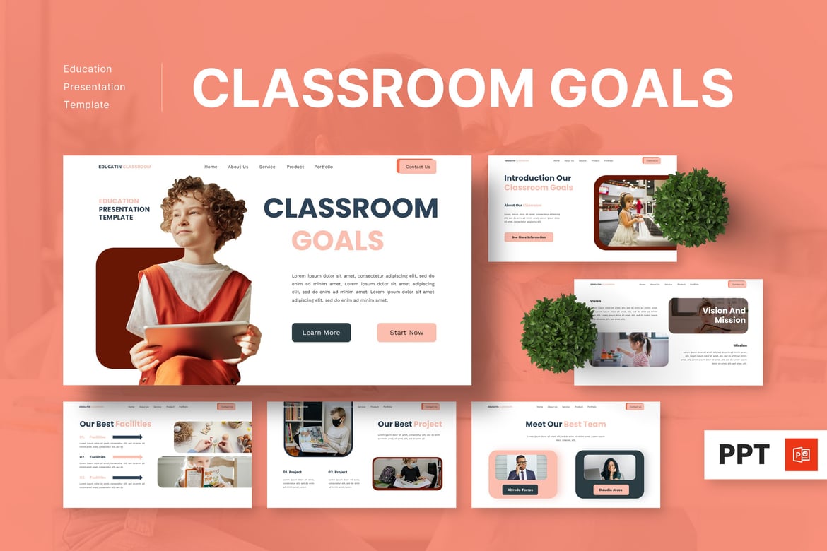Template Presentasi PowerPoint Tujuan Kelas yang Inspiratif