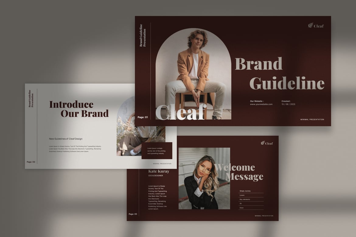 Template PowerPoint Panduan Brand Cleaf yang Modern dan Minimalis