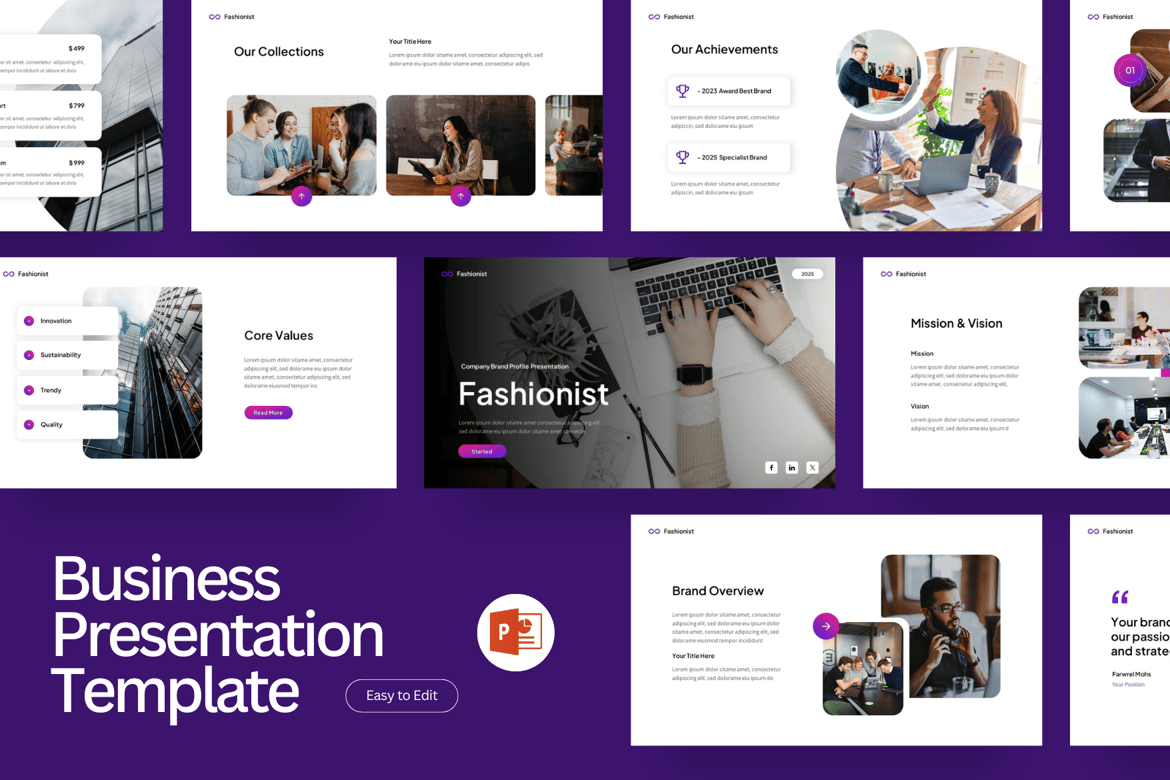Template PowerPoint Bisnis yang Bersih dan Profesional