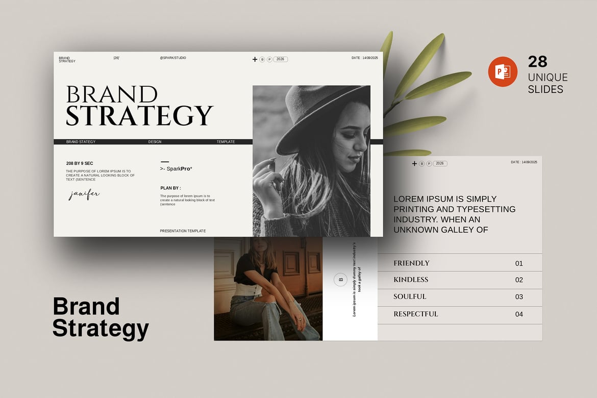Template PowerPoint Strategi Merek yang Bersih dan Modern