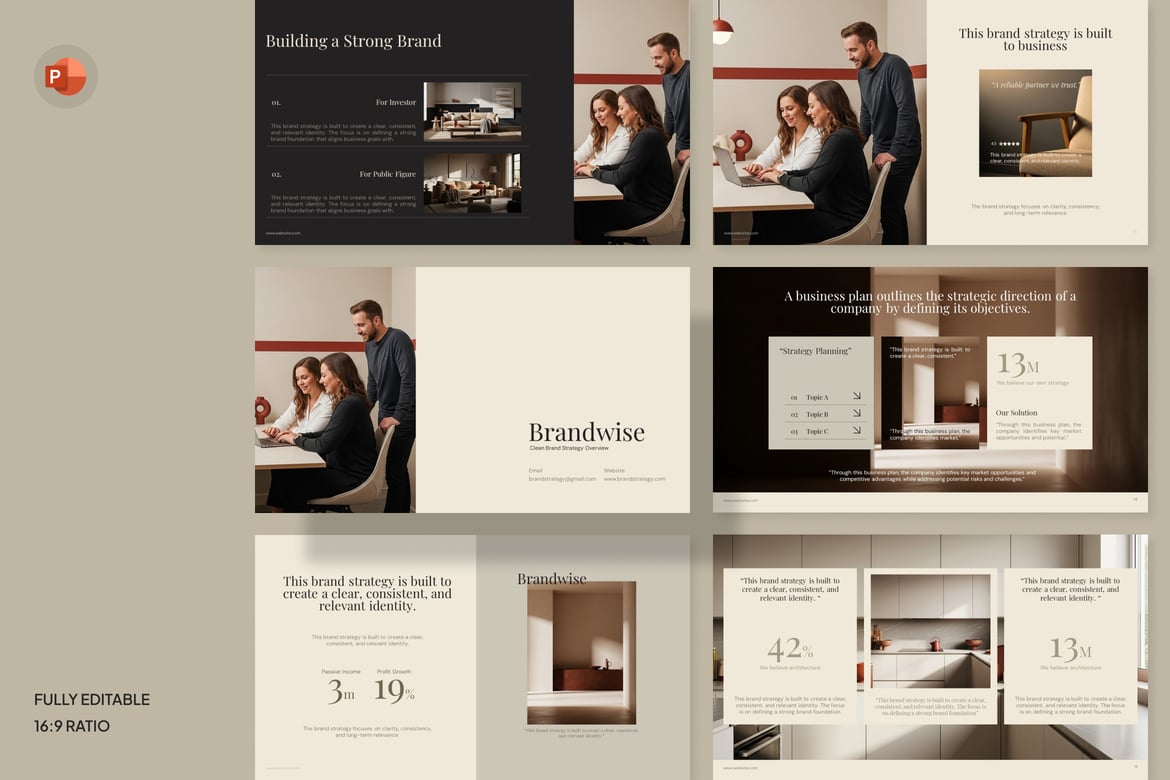Template Presentasi Strategi Merek Modern - PowerPoint