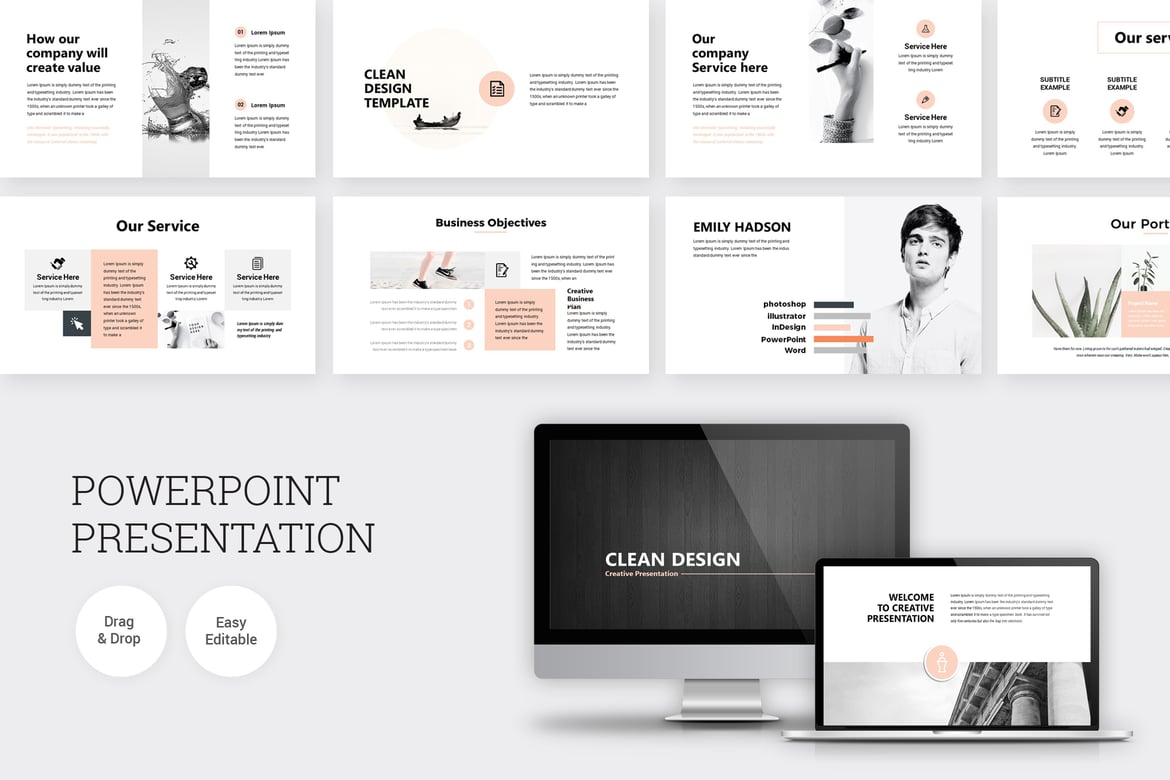 Template PowerPoint Presentasi Minimalis dengan Desain Bersih