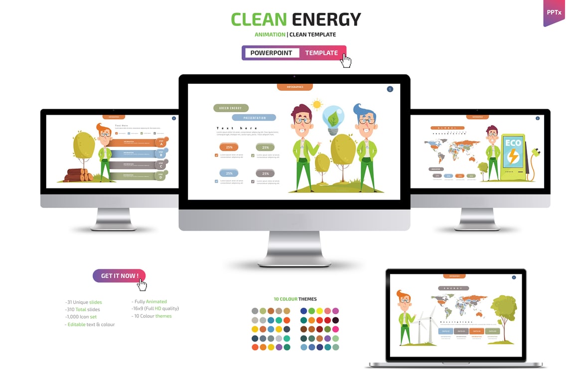 Template Presentasi Powerpoint Energi Bersih yang Menarik dan Profesional