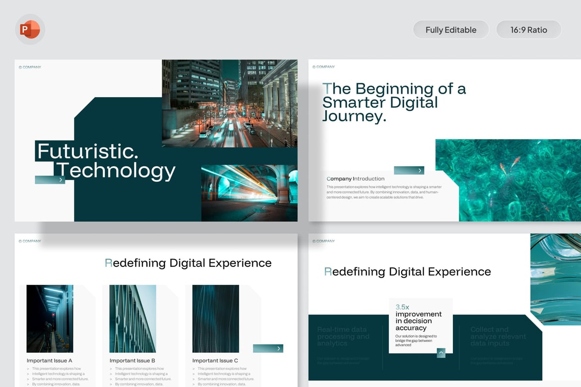 Template Presentasi PowerPoint Teknologi Futuristik yang Modern