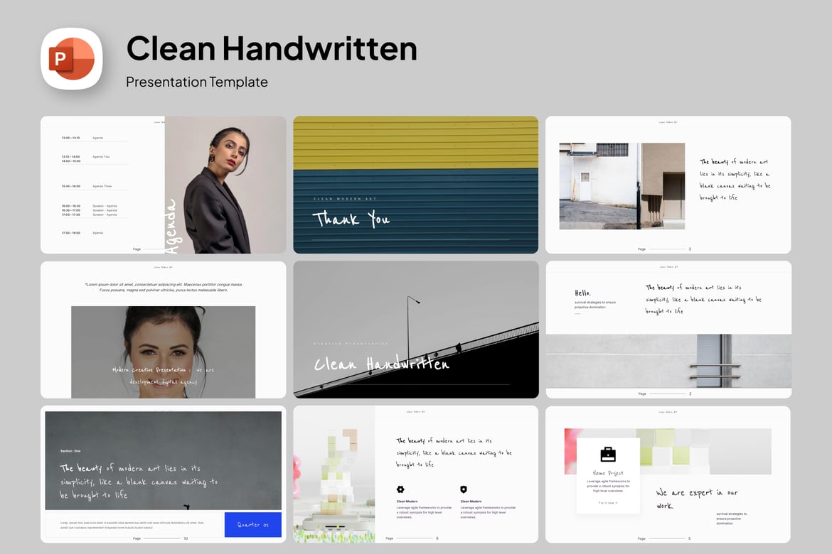 Template PowerPoint Tangan Bersih yang Menarik