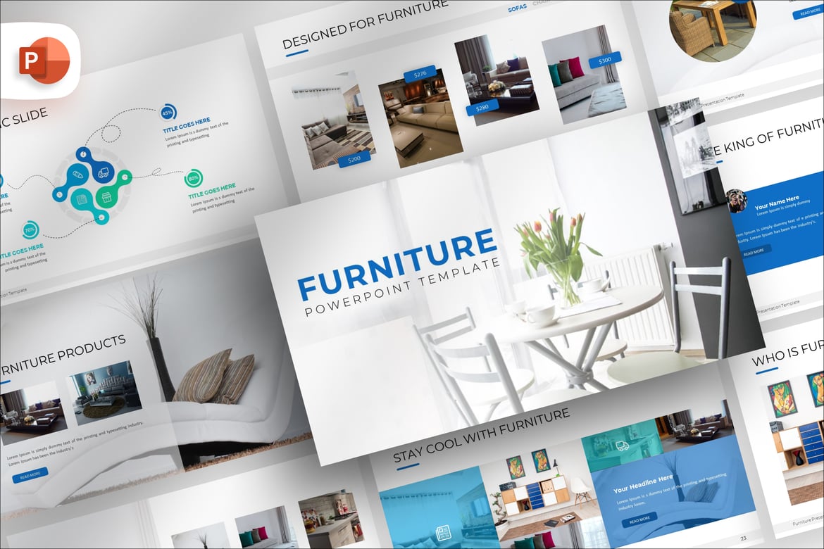 Template Presentasi PowerPoint Furniture Minimalis yang Elegan