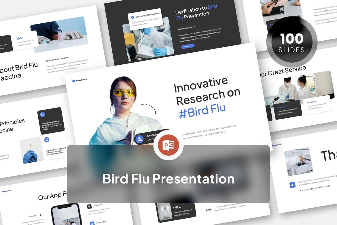 Template PowerPoint Presentasi Modern tentang Flu Burung yang Menarik