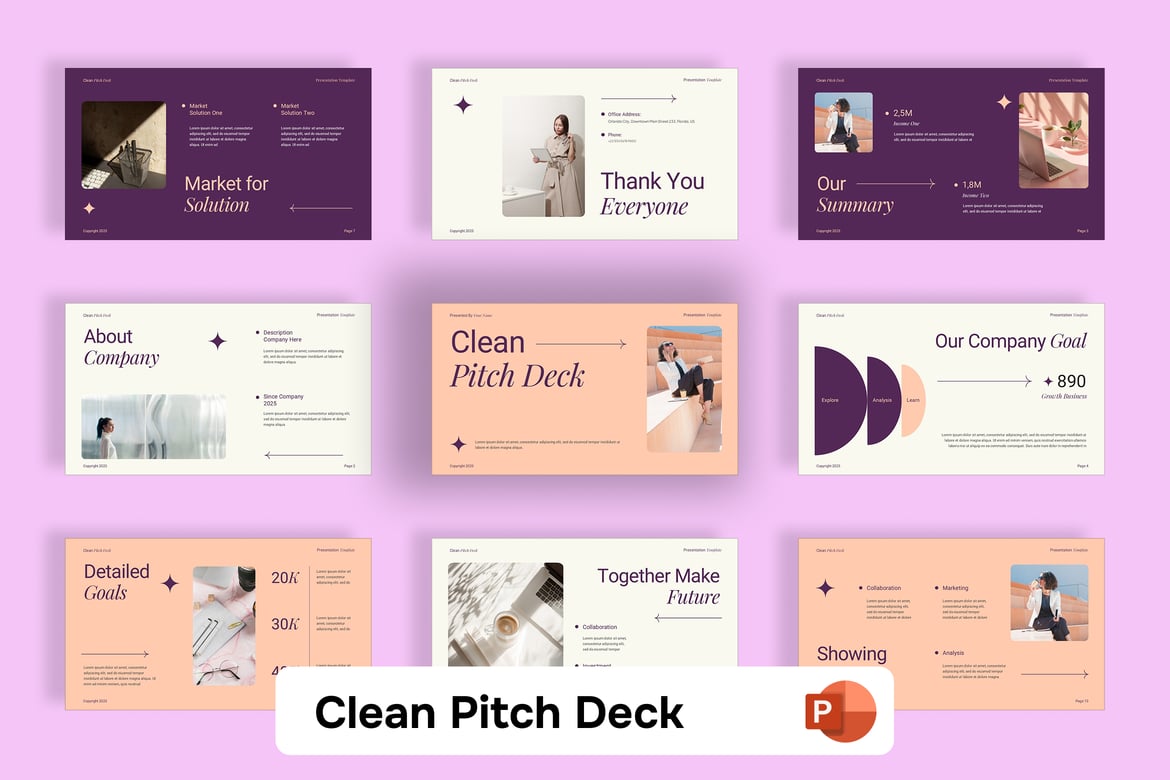 Template PowerPoint Pitch Deck Bersih dan Profesional