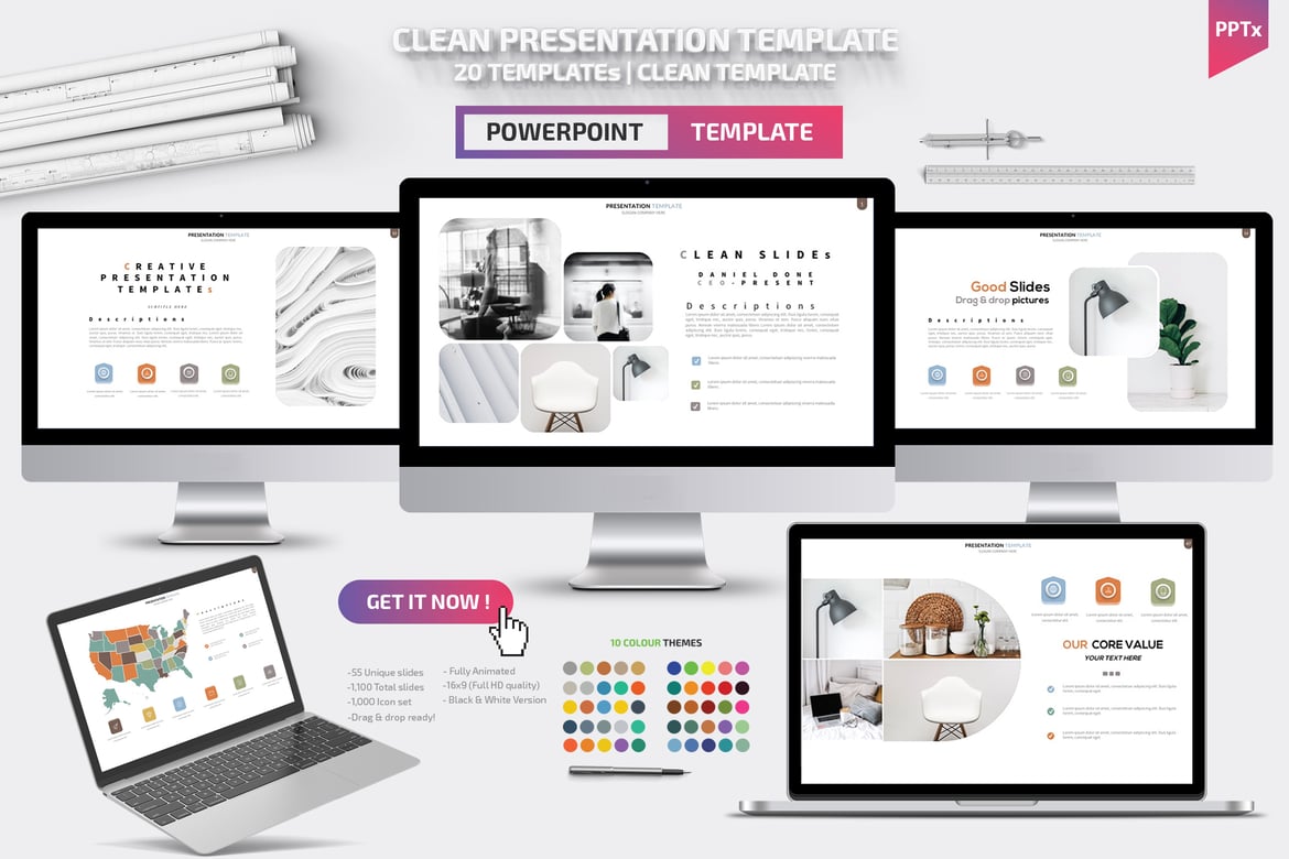 Template Presentasi PowerPoint Bersih dan Modern
