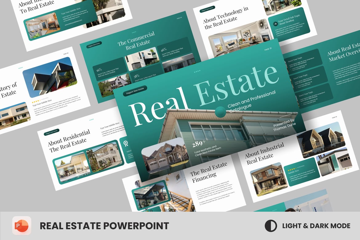 Template Presentasi PowerPoint Katalog Real Estate yang Bersih dan Modern