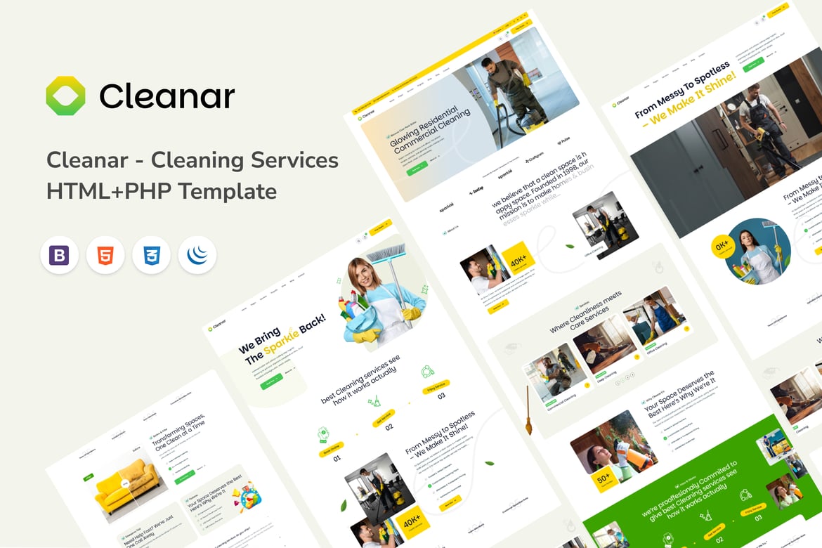 Template Website Cleanar - Solusi Profesional untuk Jasa Kebersihan