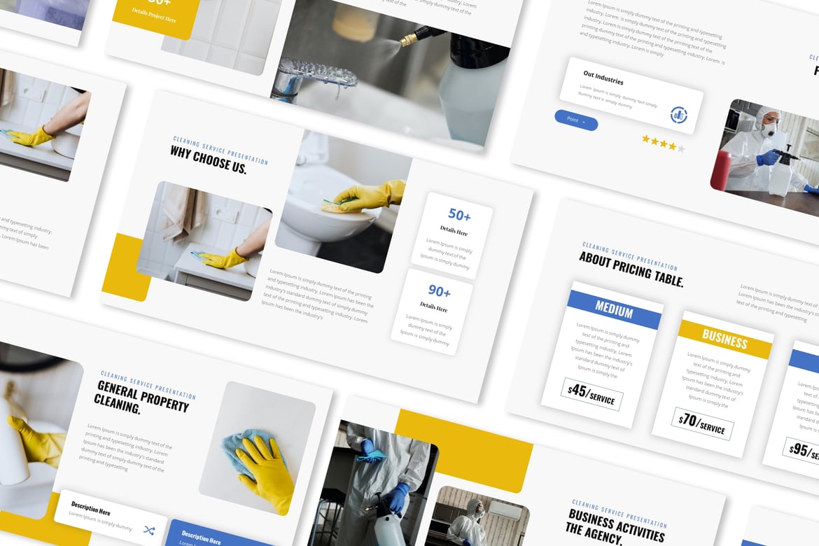 Template Presentasi PowerPoint Layanan Kebersihan yang Menarik