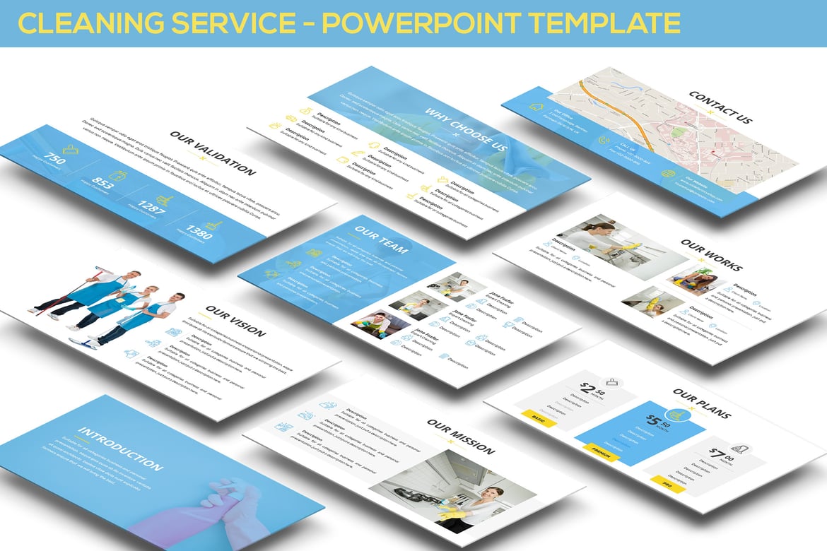 Template Presentasi PowerPoint Layanan Kebersihan yang Modern dan Efektif