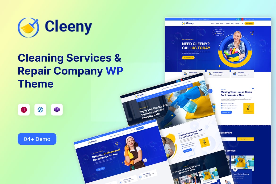 Tema WordPress Layanan Kebersihan & Perbaikan yang Modern dan Responsif