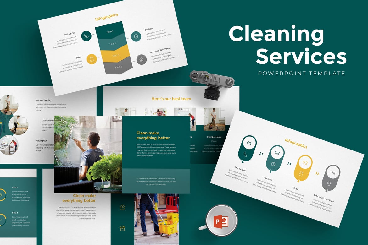 Template Powerpoint Layanan Kebersihan yang Menarik