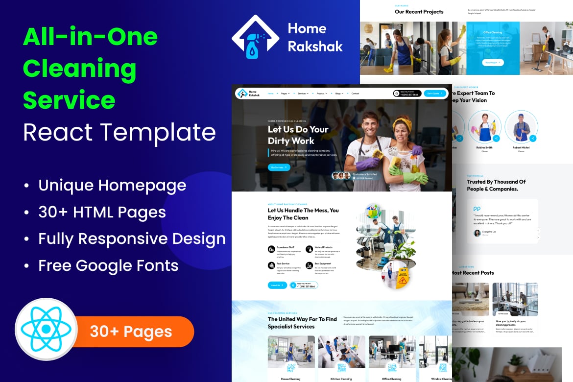 Template Website Layanan Kebersihan - Home Rakshak