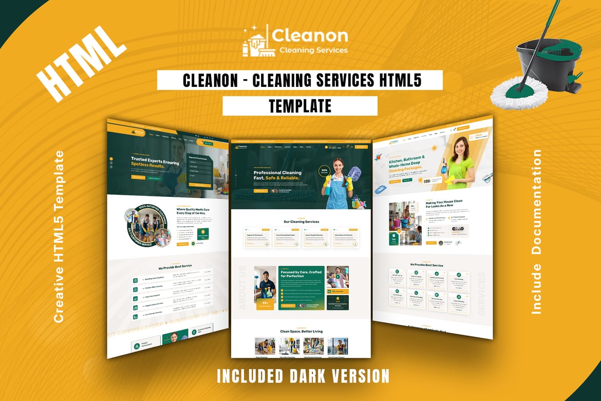 Cleanon - Template Website Layanan Kebersihan Modern