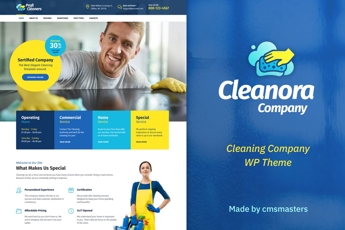 Tema WordPress Cleanora - Solusi Cerdas untuk Layanan Kebersihan