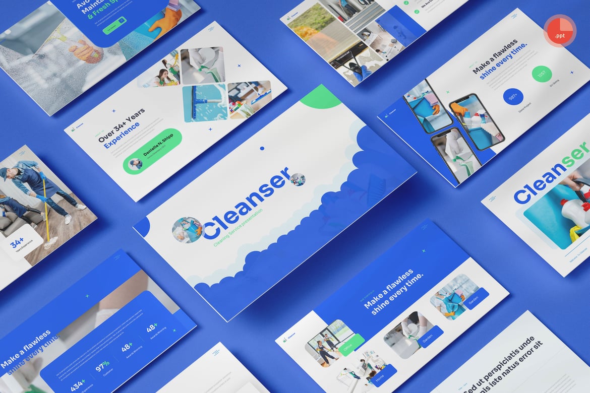 Template PowerPoint Layanan Kebersihan - Presentasi Menarik dan Profesional