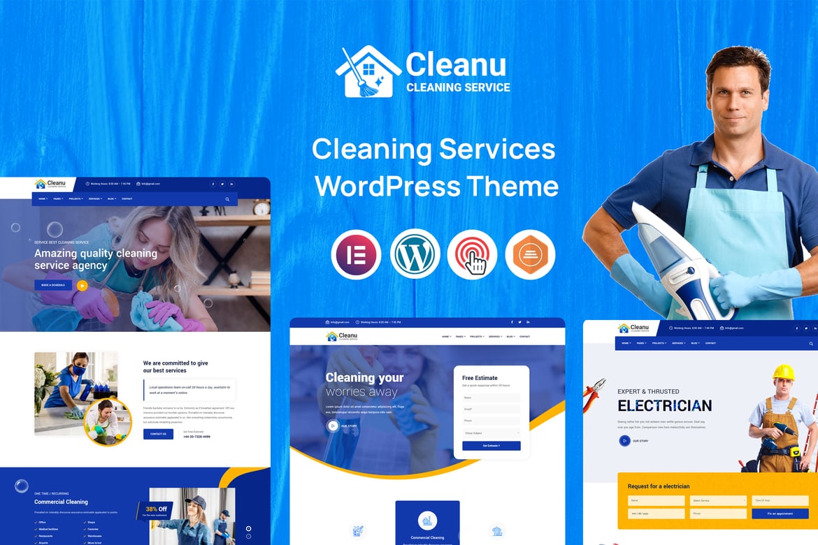 Cleanu - Tema WordPress Layanan Kebersihan yang Profesional dan Modern