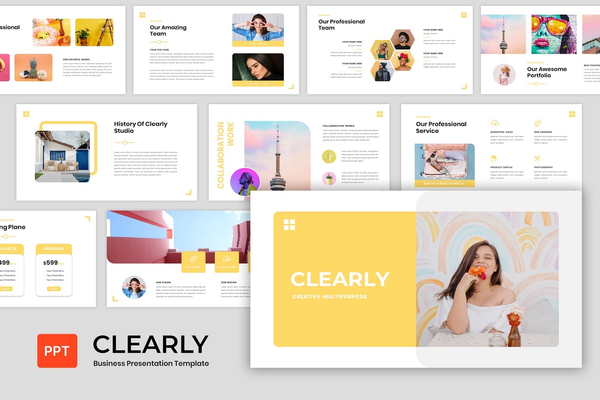 Template Presentasi Bisnis Clearly - PowerPoint yang Menarik
