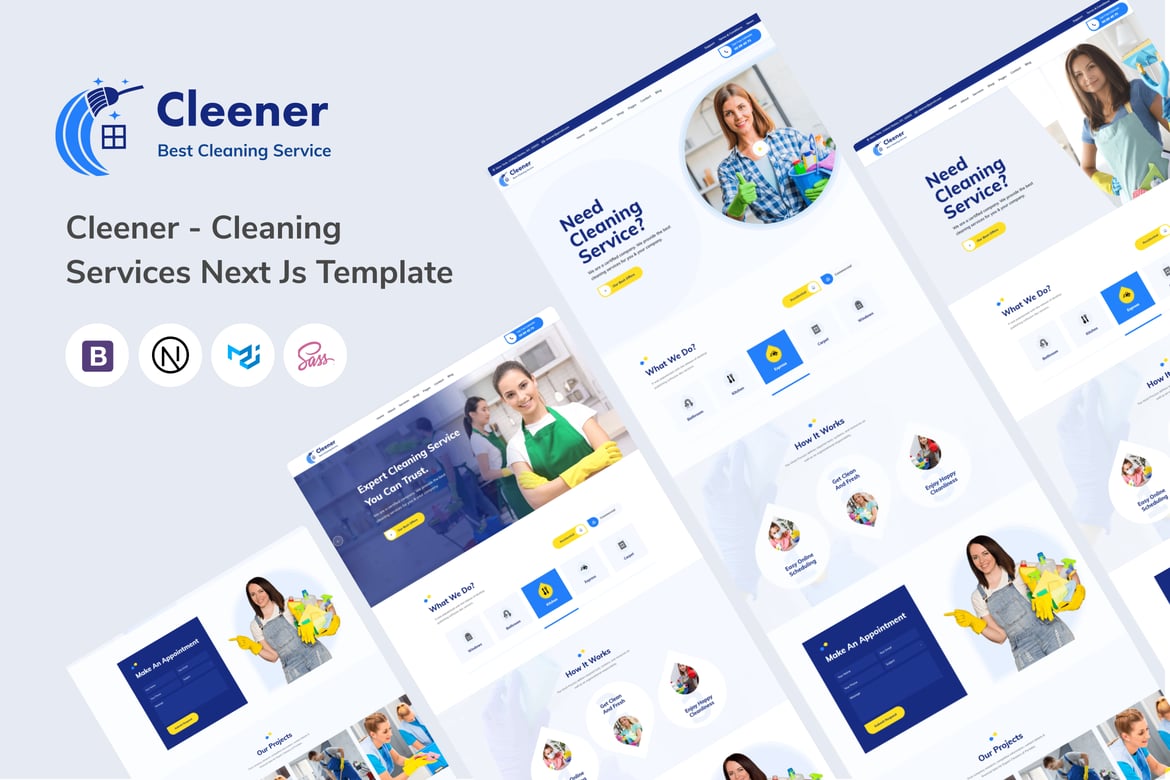 Cleener - Template Website Jasa Kebersihan yang Modern dan Responsif
