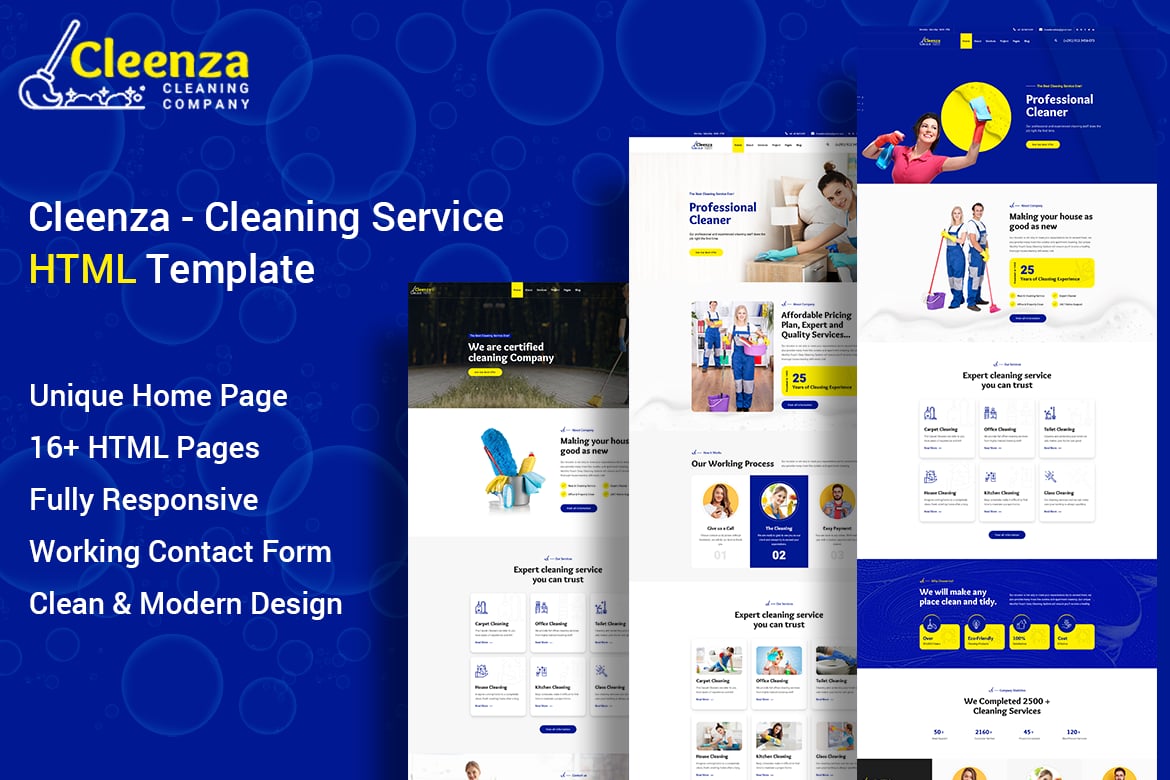Cleenza - Template Website Layanan Kebersihan yang Responsif dan Modern