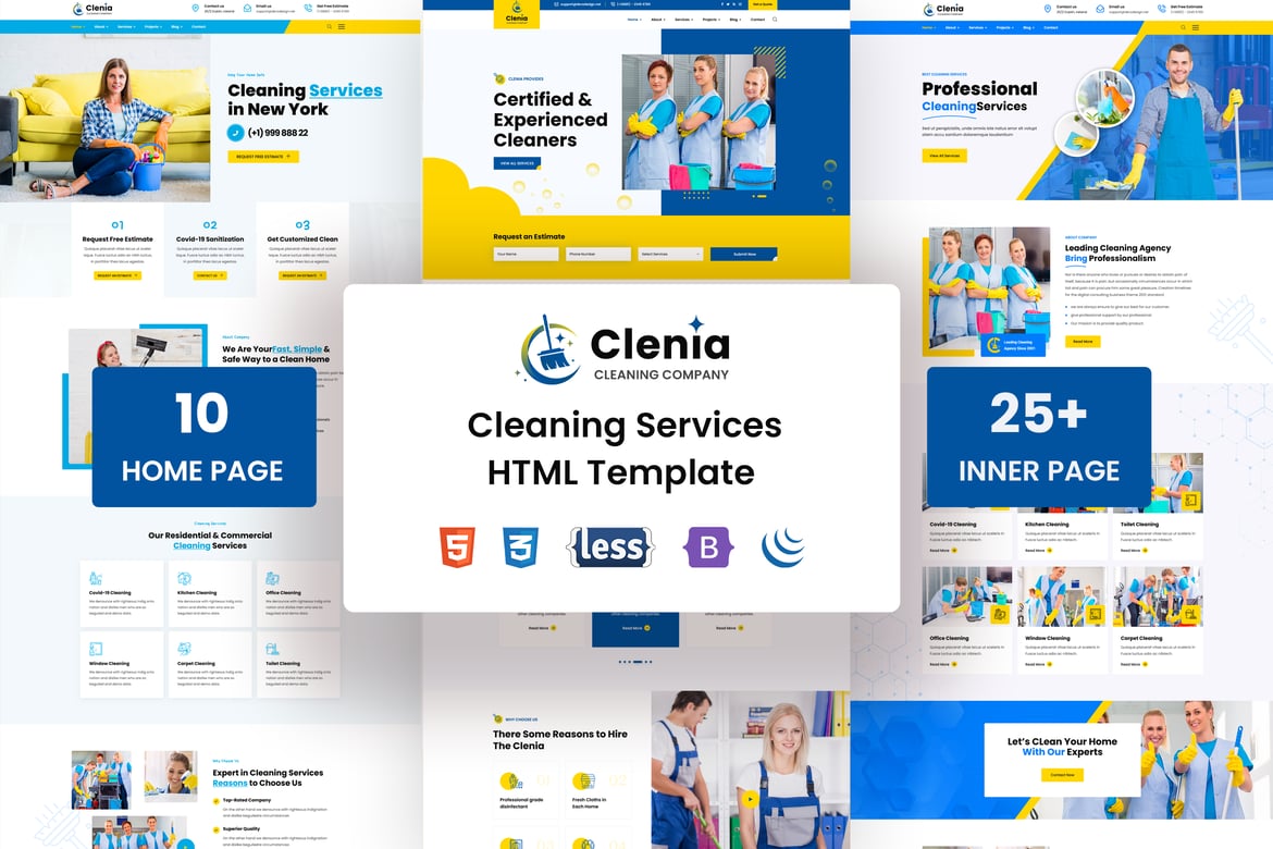 Clenia - Template Website Layanan Kebersihan Modern dan Responsif