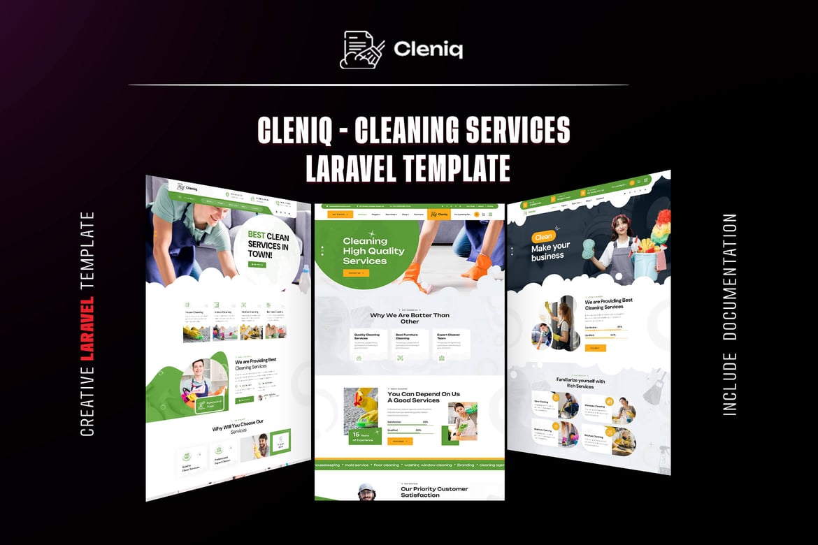 Cleniq - Template Website Layanan Kebersihan Laravel Modern