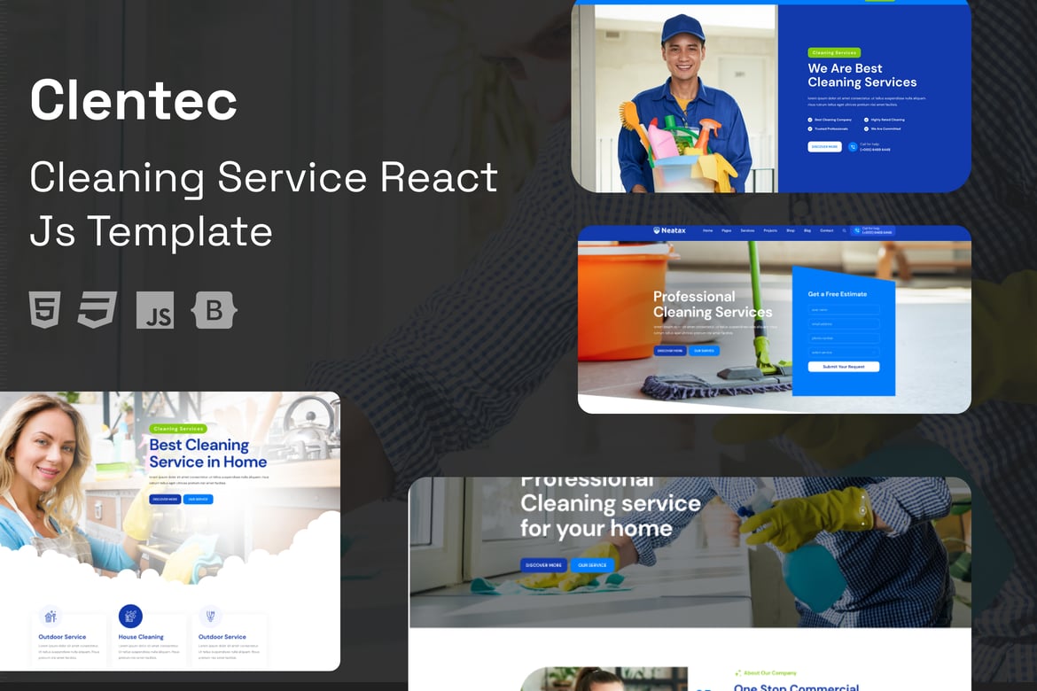 Clentac – Template Website Layanan Kebersihan Berbasis React JS