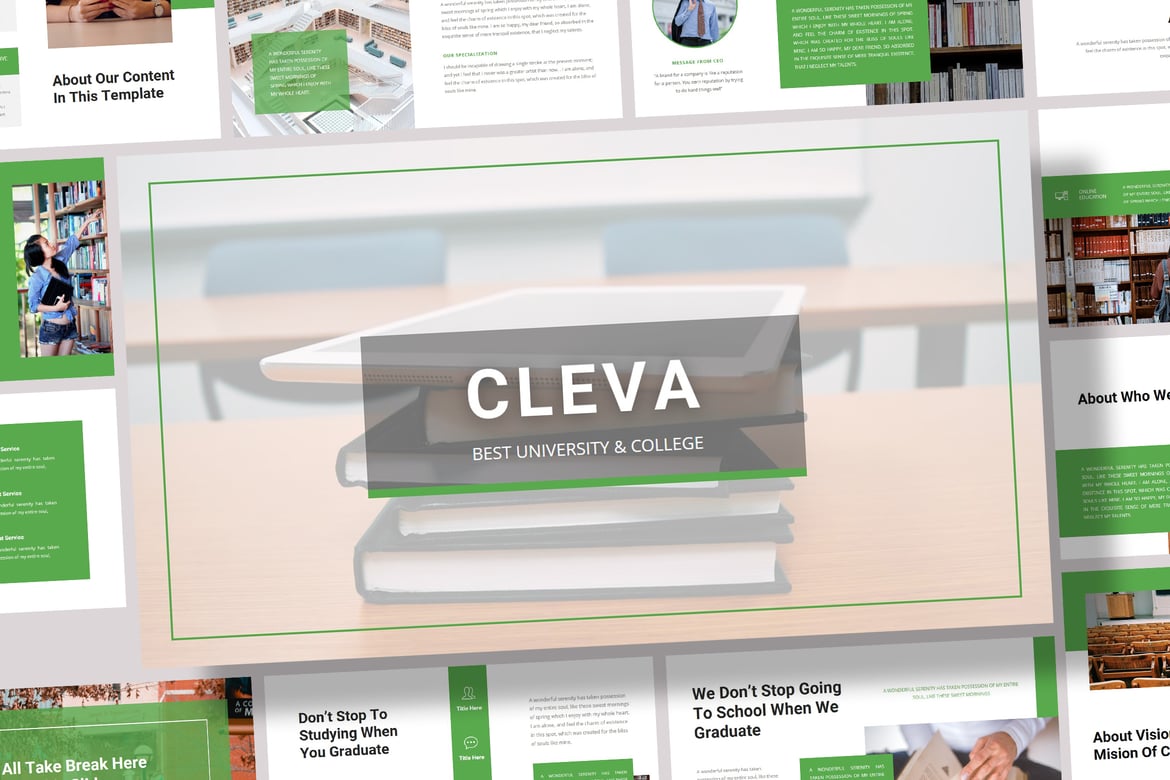 Cleva - Template PowerPoint Universitas dan Kolese yang Menarik