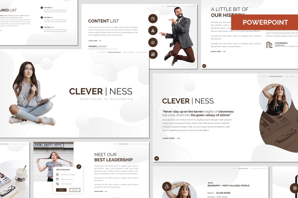 Template Powerpoint Kreatif Cleverness untuk Presentasi Profesional