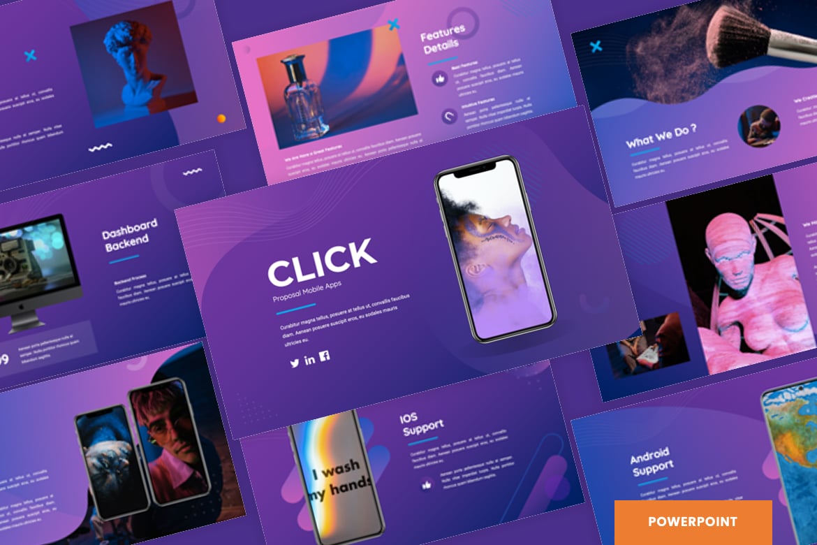 Template PowerPoint Proposal Kreatif untuk Aplikasi Mobile