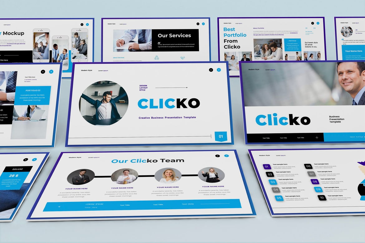 Template Presentasi PowerPoint Clicko untuk Bisnis yang Menarik