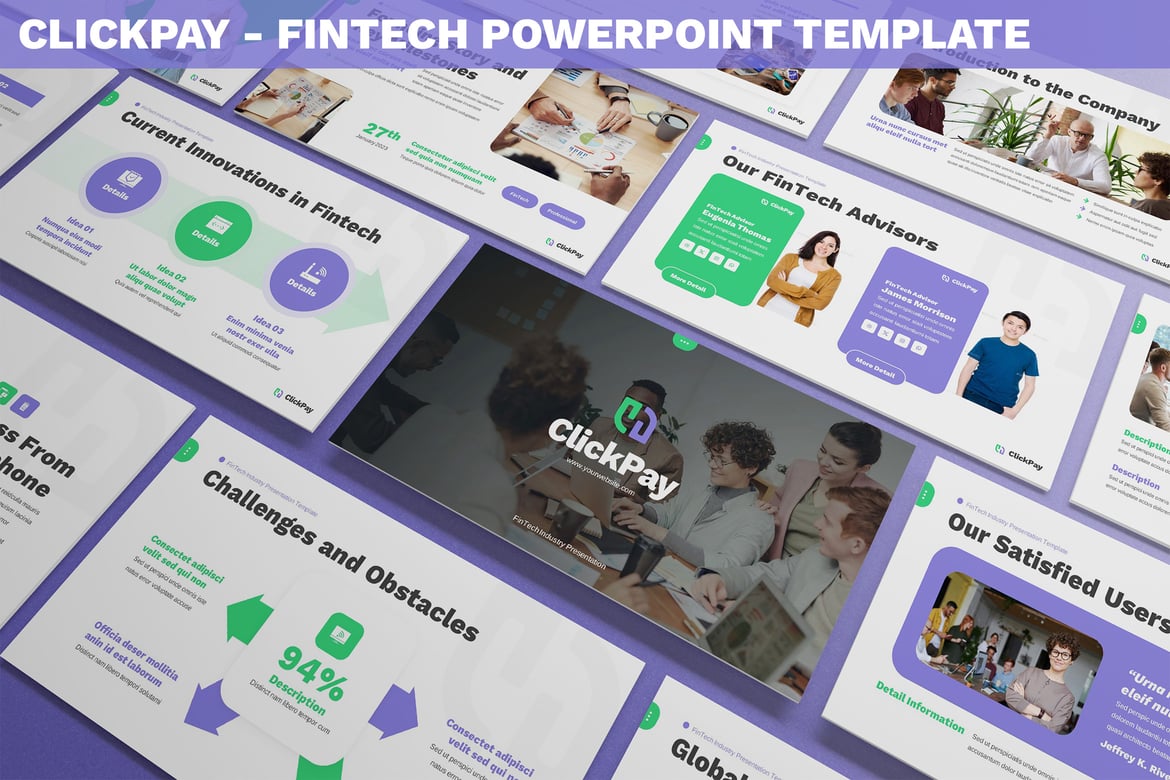 Template PowerPoint Fintech Clickpay - Solusi Presentasi Modern