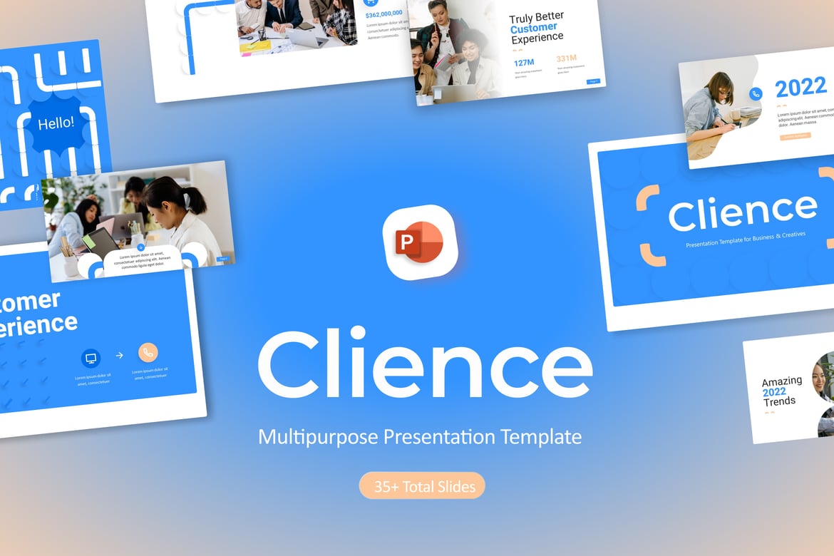 Template PowerPoint Kreatif Clience untuk Presentasi Menarik