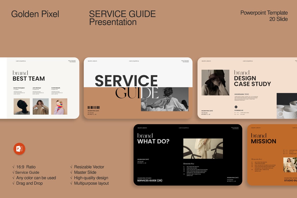 Template PowerPoint Panduan Layanan Klien yang Menarik dan Profesional