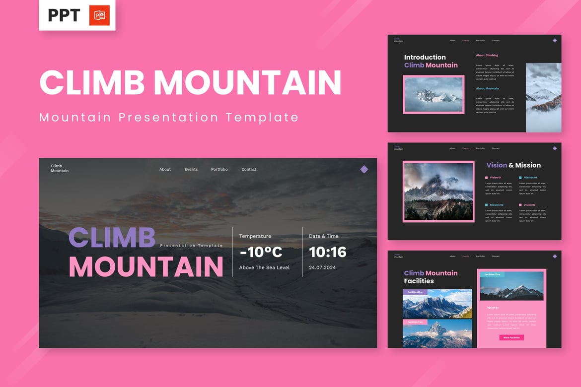 Template Powerpoint Pendakian Gunung yang Menarik dan Profesional