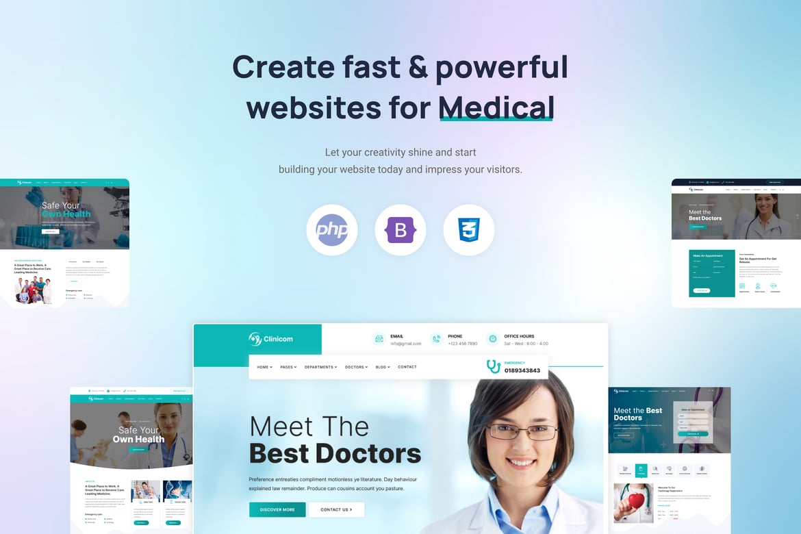 Template Website Klinik Modern - Clinicom untuk Kesehatan dan Medis