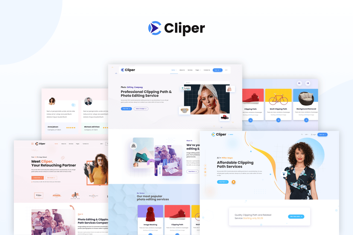 Cliper - Template Website untuk Agensi Edit Gambar yang Profesional